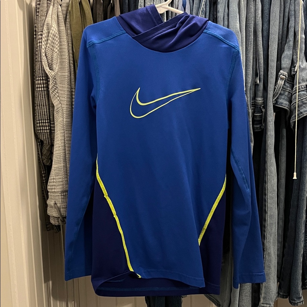 Nike Royal Blue Hoodie with Neon Yellow Accents